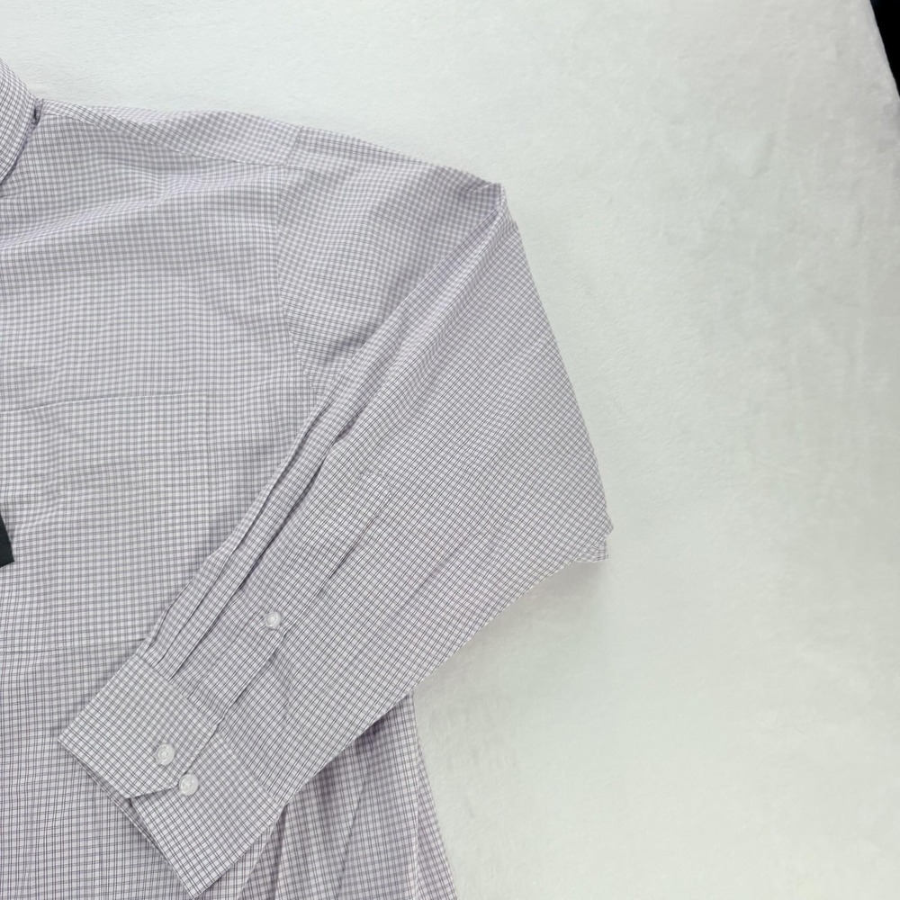 Oak Hill Shirt Mens 18.5 34/35 Blue Check Big Tall Non Iron Long Sleeve Dress - Picture 12 of 16